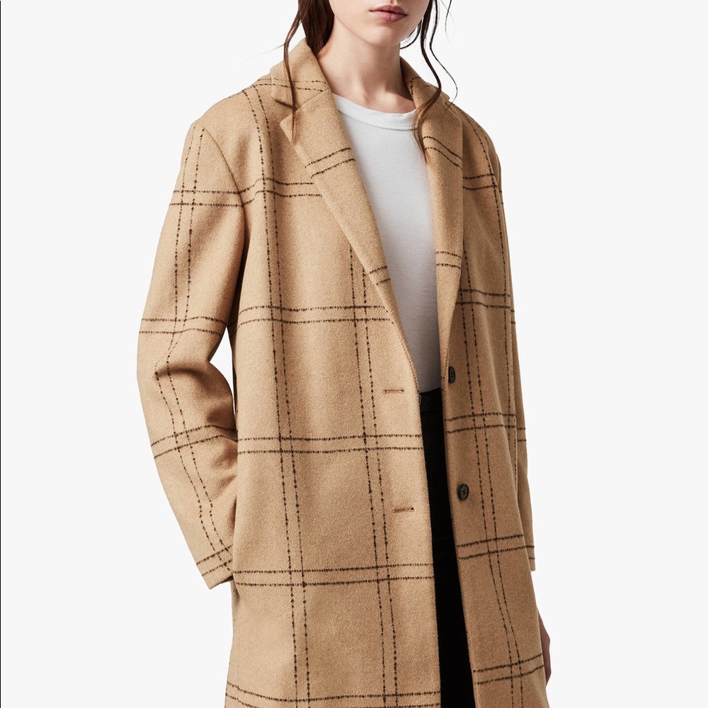 ALL SAINTS Anya coat in camel and black NWT